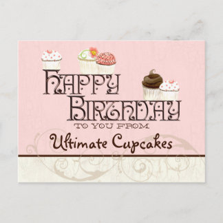 Postal empresa de la tarta de cumpleaños feliz