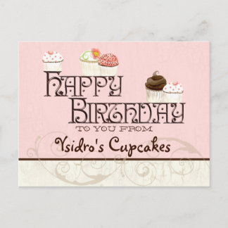 Postal empresa de pastel de cumpleaños feliz de ca
