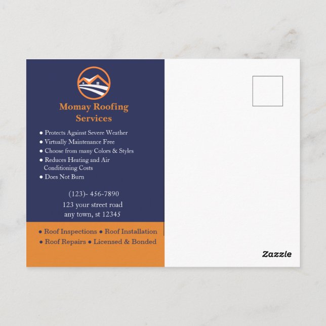 Postal Empresa de techos promocional personalizada  (Reverso)