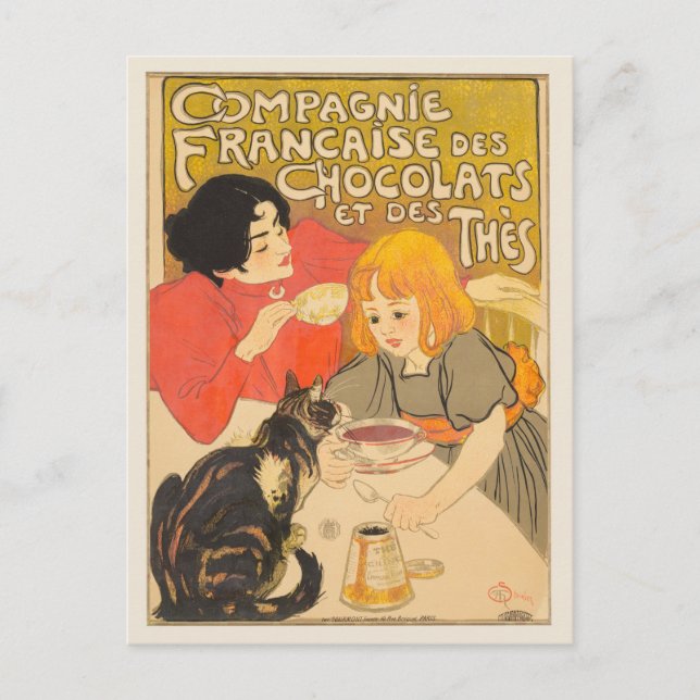 Postal Empresa francesa de chocolate y té, Art Nouveau (Anverso)