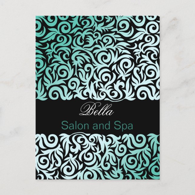 Postal empresa moderna damask aqua (Anverso)