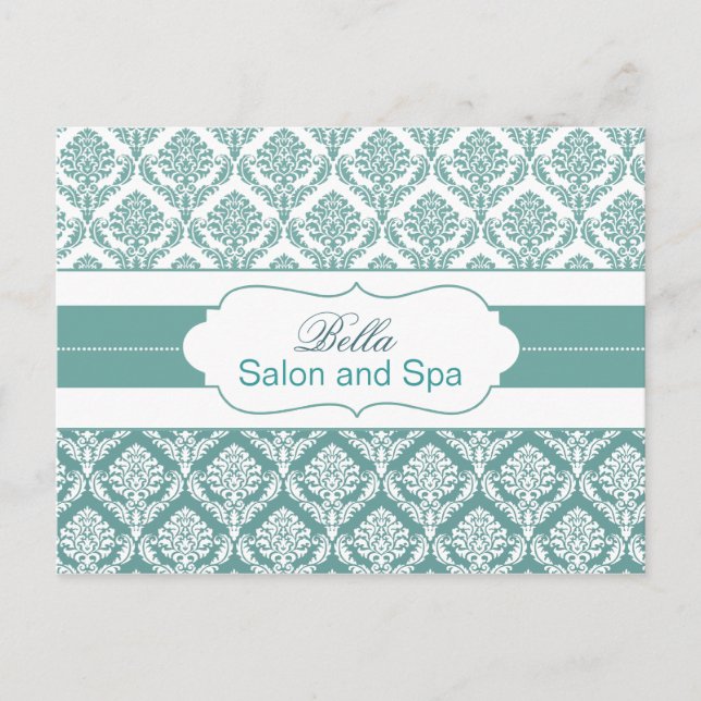 Postal empresa moderna damask aqua (Anverso)