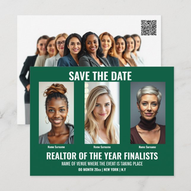 Postal empresa plantilla 5 foto DIY verde (Anverso / Reverso)