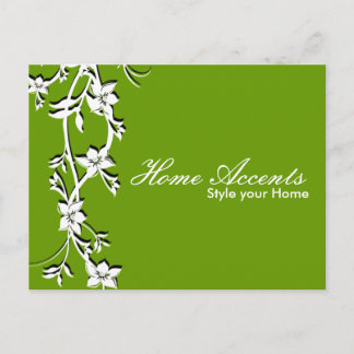 Postal empresa promocional Blanco verde floral