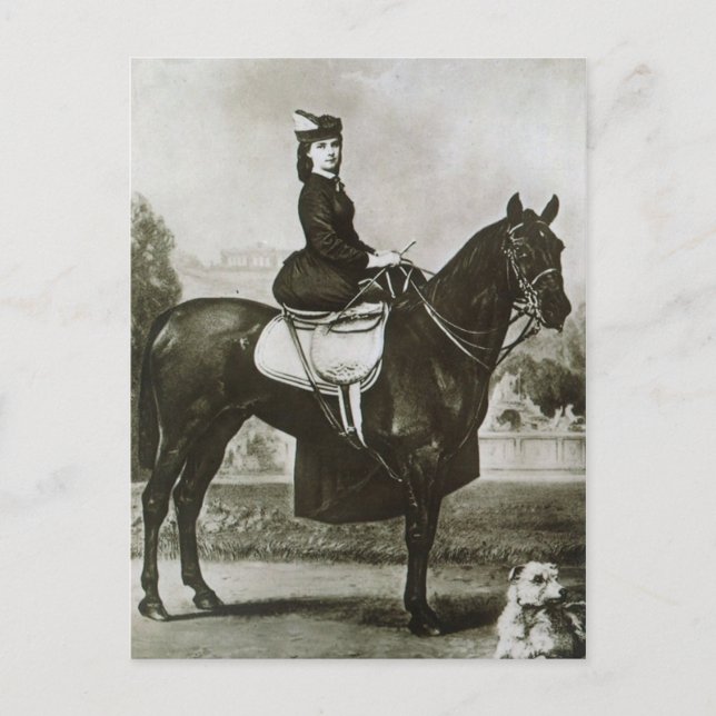 Postal Empress Elisabeth montando a caballo en la silla # (Anverso)