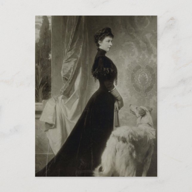 Postal Empress Elisabeth - Sissi con perro #022H (Anverso)