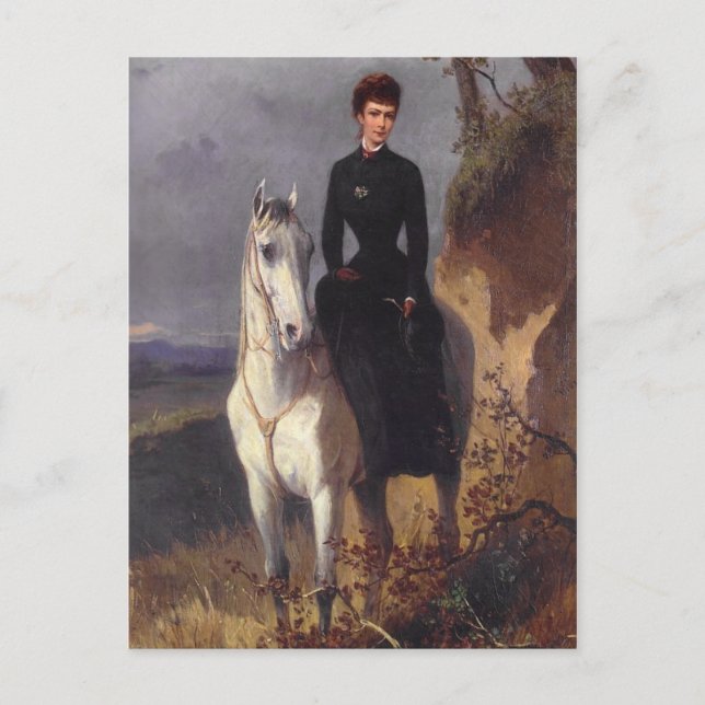 Postal Empress Sissi montando a caballo en la silla #026S (Anverso)