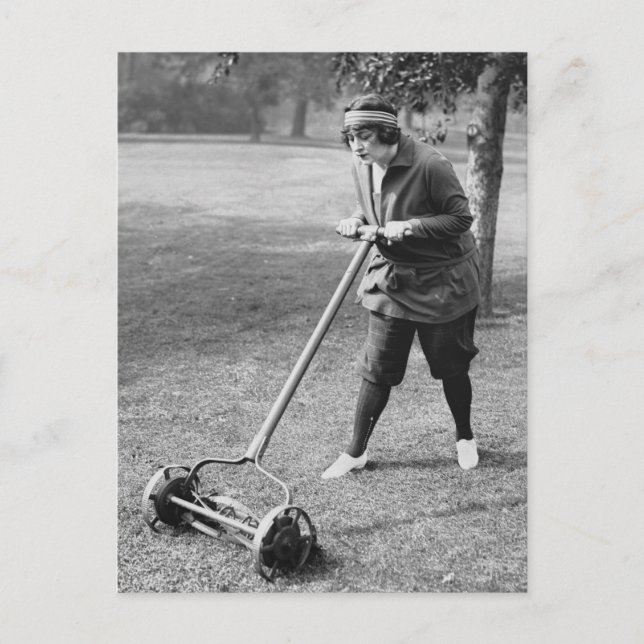 Postal Empujar la cortadora de rodillos, años 1910 (Anverso)