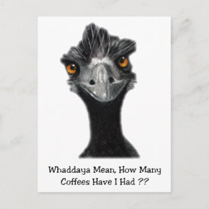 Postal Emu: Gracioso, Humor: Demasiados cafés: Arte