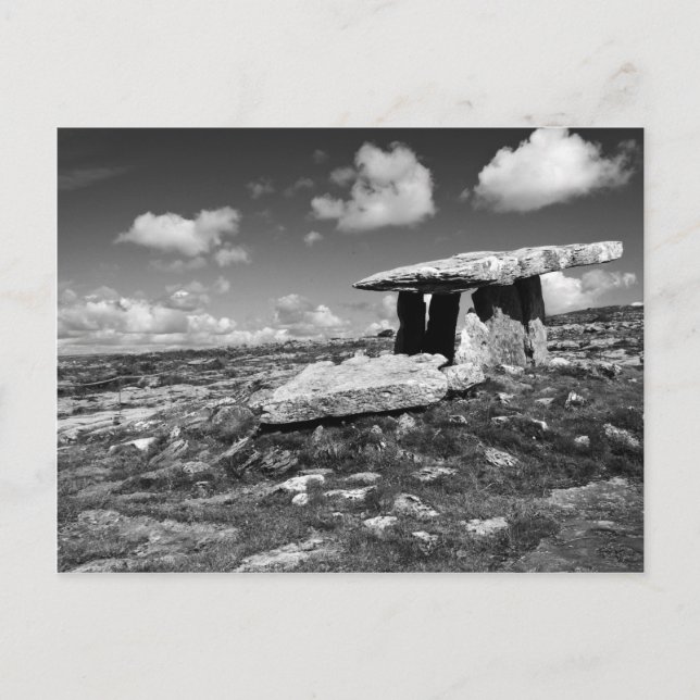 postal en blanco y negro de Poulnabrone co.clare (Anverso)