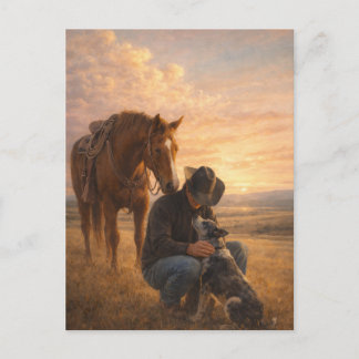 Postal En buena compañía | Perro de caballo vaquero | Tar