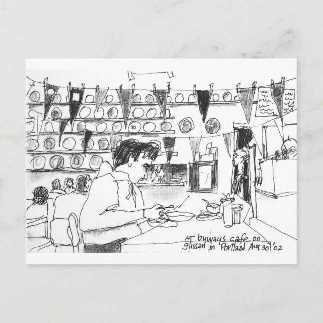 Postal En Byways Cafe en Glissan, Portland, Oregón (Anverso)