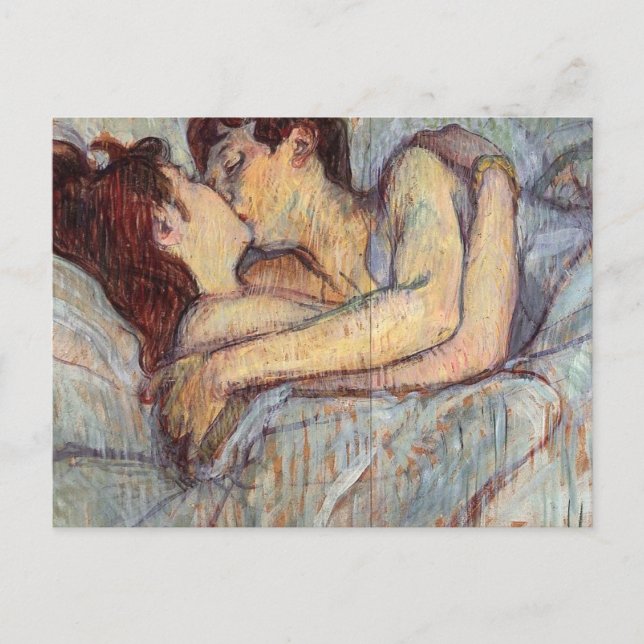 Postal En Cama - El Beso De Henri De Toulouse (Anverso)
