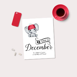 Postal En diciembre, pequeño elefante de cacahuete