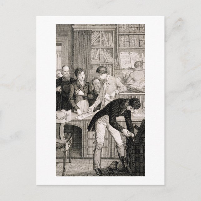 Postal En el Banco, c.1800 (grabado) (Anverso)