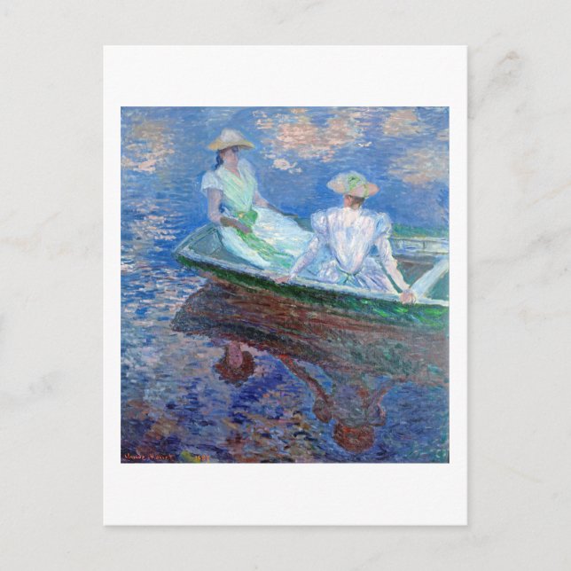 Postal En el barco, Monet (Anverso)