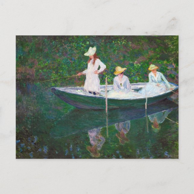 Postal En el barco noruego en Giverny Claude Monet (Anverso)