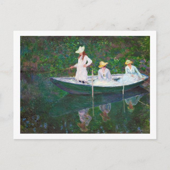 Postal En el barco noruego en Giverny Claude Monet (Anverso)