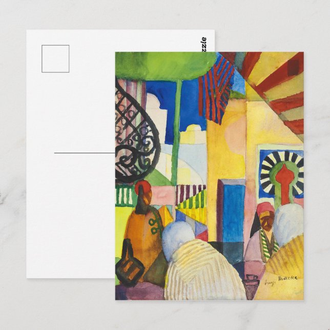 Postal En el Bazar | Auguste Macke | (Anverso / Reverso)