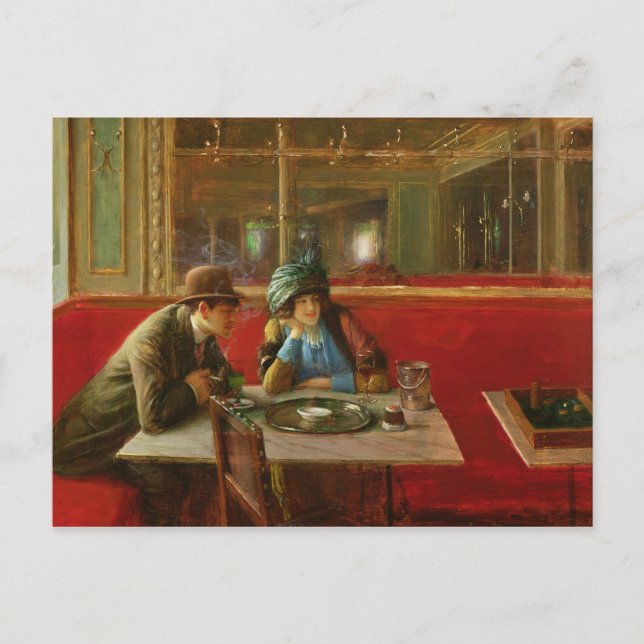 Postal En el café (Anverso)