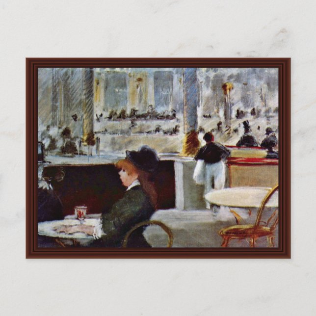 Postal En El Café De Manet Edouard (Anverso)