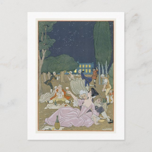 Postal En el césped, el ilustracion para las "Fetes Galan (Anverso)