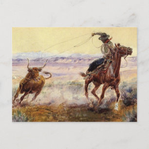 Postal “En el estanque” de Charles M Russell
