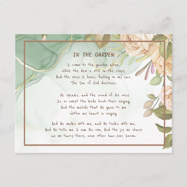 Postal ~En el Jardín Confortable Hymn Garden Antique Rosa (Anverso)