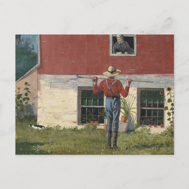 Postal En el jardín (cortejo rústico) | Winslow Homer (Anverso)