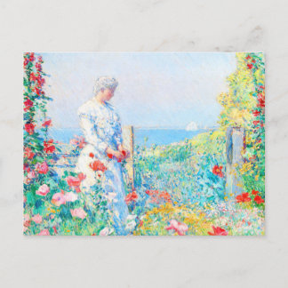 Postal En el jardín de Childe Hassam
