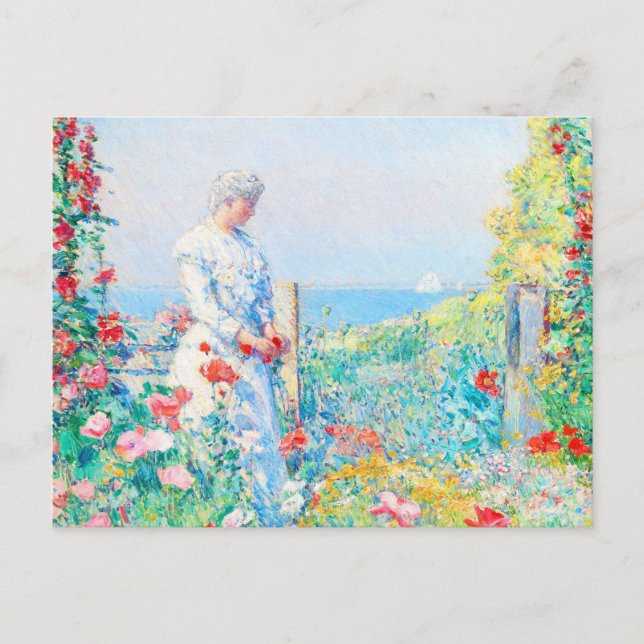 Postal En el jardín de Childe Hassam (Anverso)