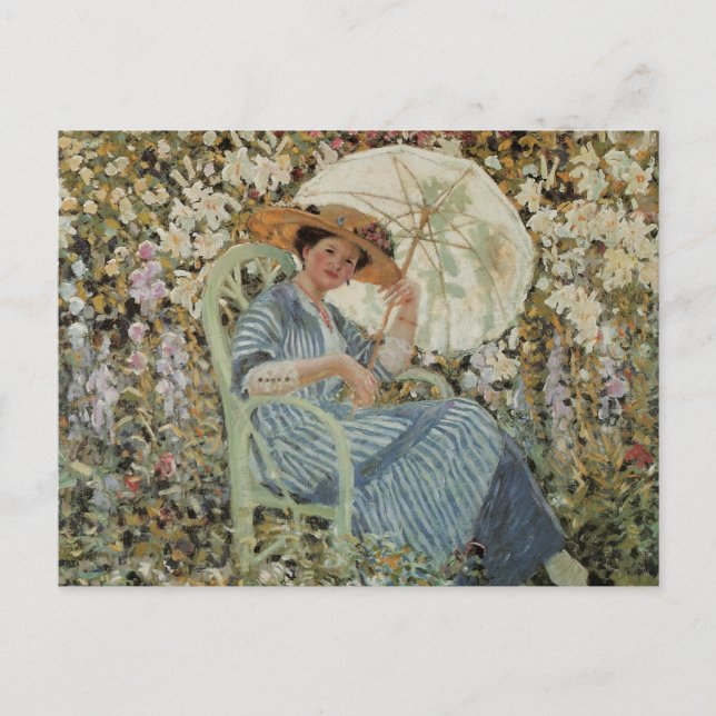Postal En el jardín, Giverny de Frederick Frieseke (Anverso)