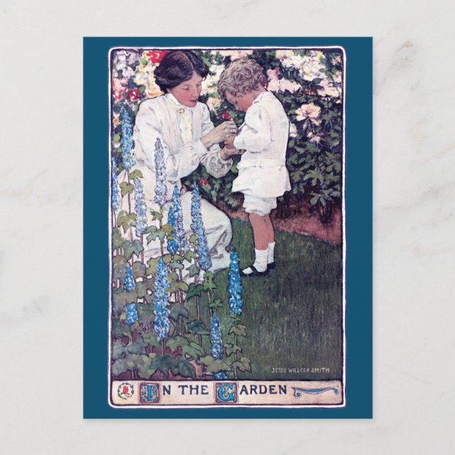 Postal En el jardín, Jessie Willcox Smith (Anverso)