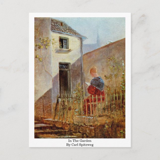 Postal En El Jardín Por Carl Spitzweg (Anverso)