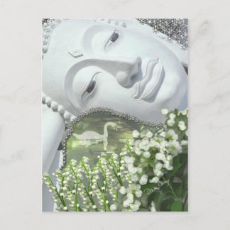 Postal En el jardín - Quan Yin y Flores