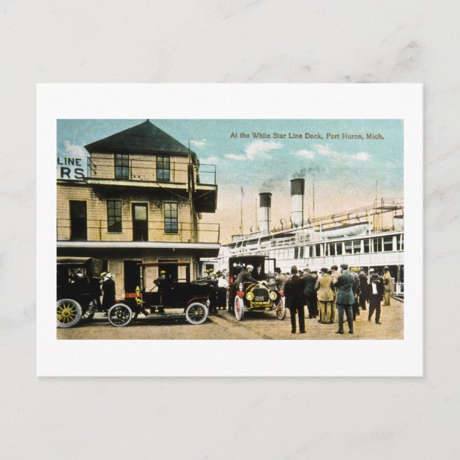 Postal En el muelle de la Línea Estrella Blanca, Port Hur (Anverso)