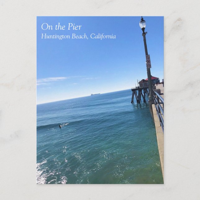 Postal En el muelle, Huntington Beach, California (Anverso)