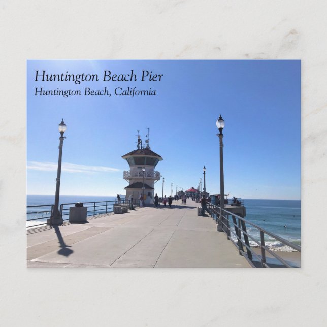 Postal En el muelle, Huntington Beach, California (Anverso)