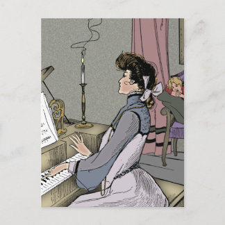 Postal En el piano