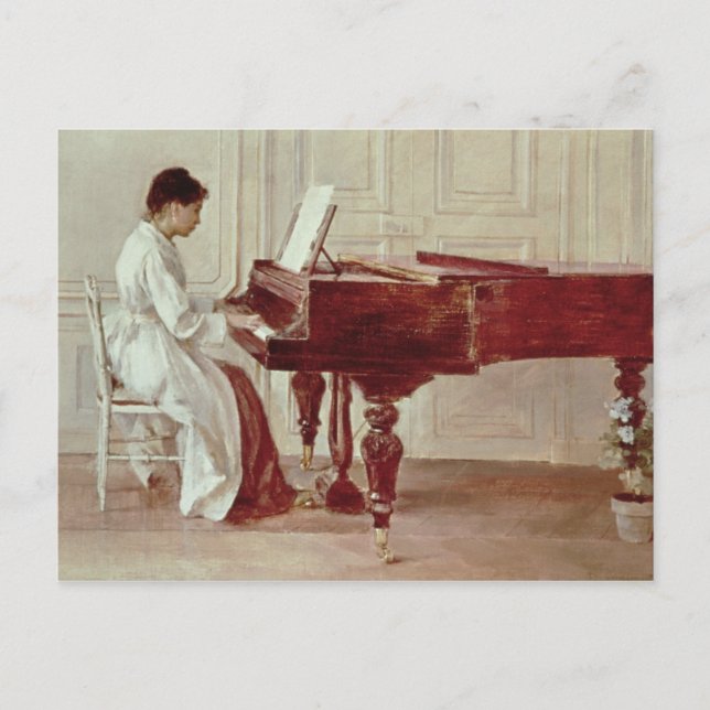 Postal En el piano, 1887 (aceite sobre lienzo) (Anverso)