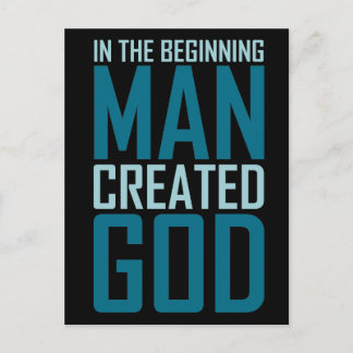 Postal En el principio, el hombre creó a Dios