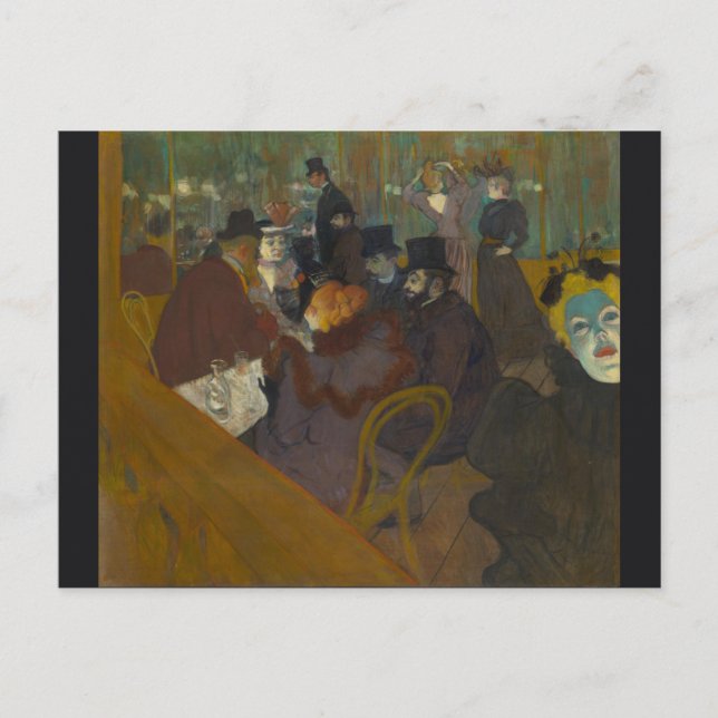 Postal En el Rouge por Henri de Toulouse-Lautrec (Anverso)