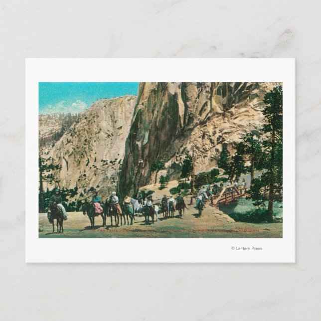 Postal En el sendero a Nevada Falls, Glacier Point (Anverso)