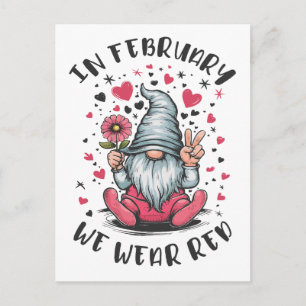 Postal En Febrero Usamos Rojo Conciencia de la Salud del