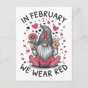 Postal En Febrero Usamos Rojo Conciencia de la Salud del