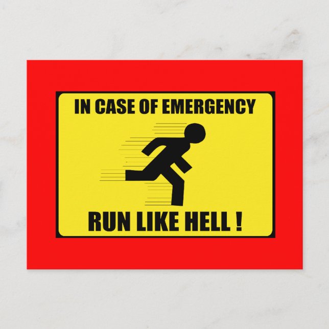 Postal En Funda de Emergencia ... Correr como un infierno (Anverso)