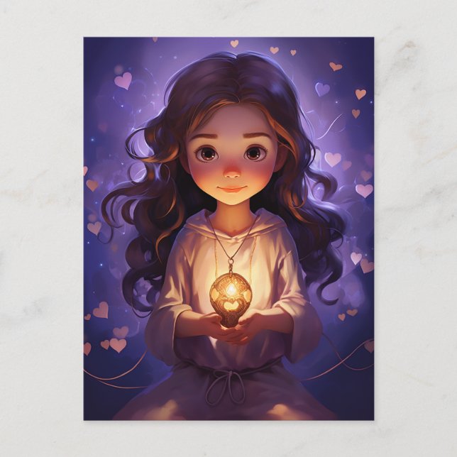 Postal En la Bonito de la Paz Mediando el Chica de Yoga c (Anverso)