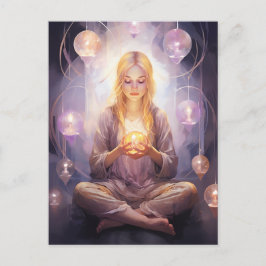 Postal En la Bonito de la Paz Meditando al Chica de Yoga 