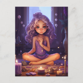 Postal En la Bonito de la Paz Meditando al Chica de Yoga 