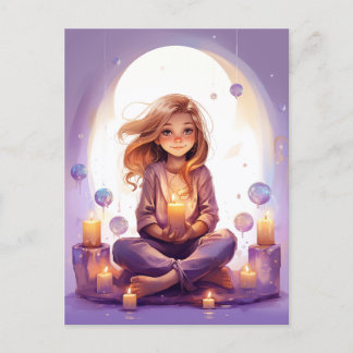 Postal En la Bonito de la Paz Meditando al Chica de Yoga